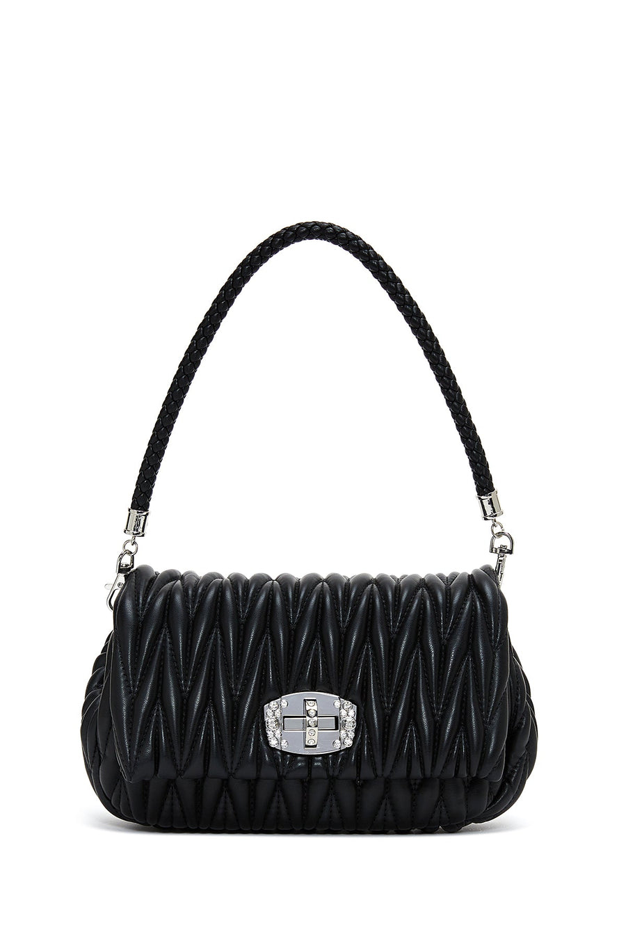 Women's Black Long Strap Quilted Shoulder Bag