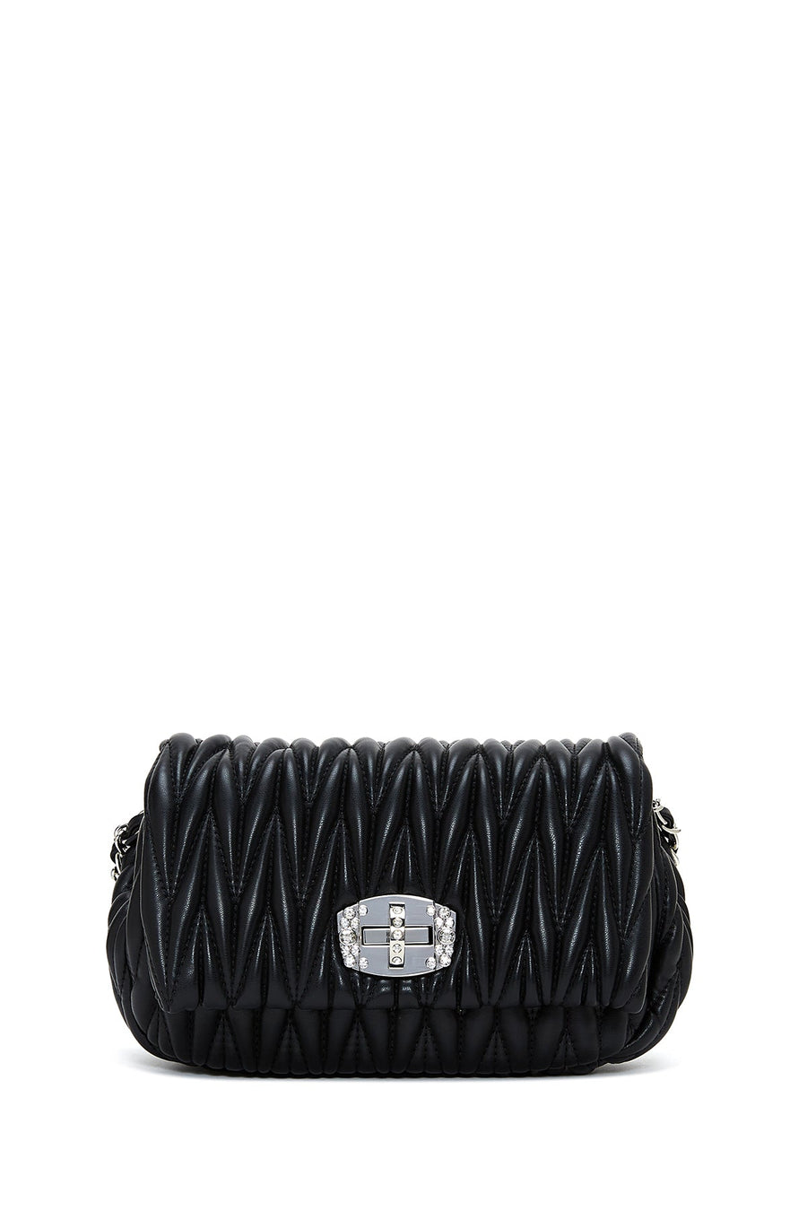 Women's Black Long Strap Quilted Shoulder Bag