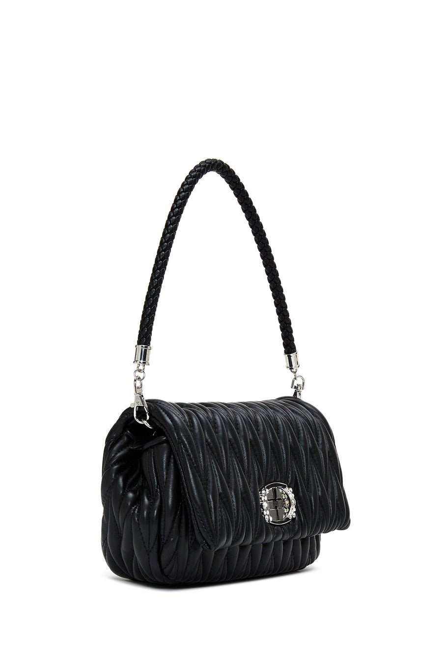 Women's Black Long Strap Quilted Shoulder Bag