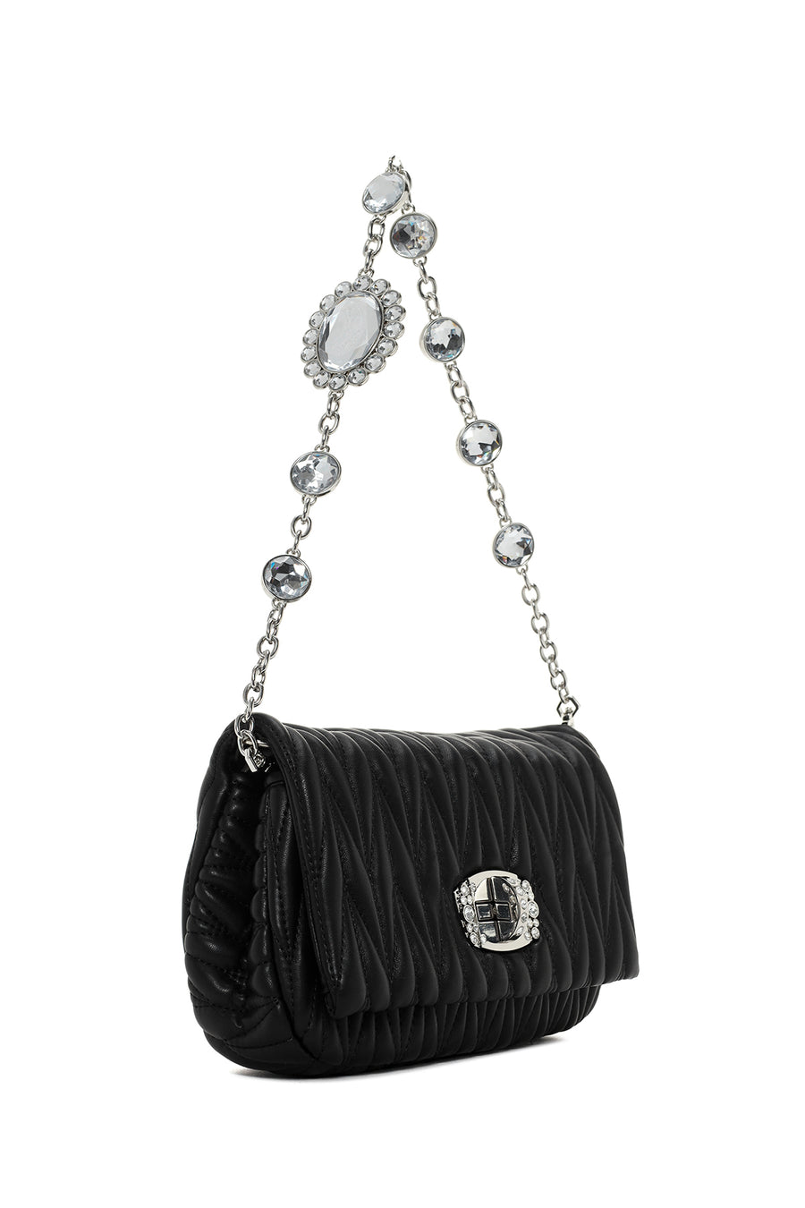 Women's Black Long Strap Quilted Shoulder Bag
