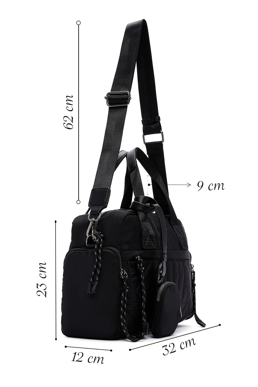 Women's Black Long Strap Handbag