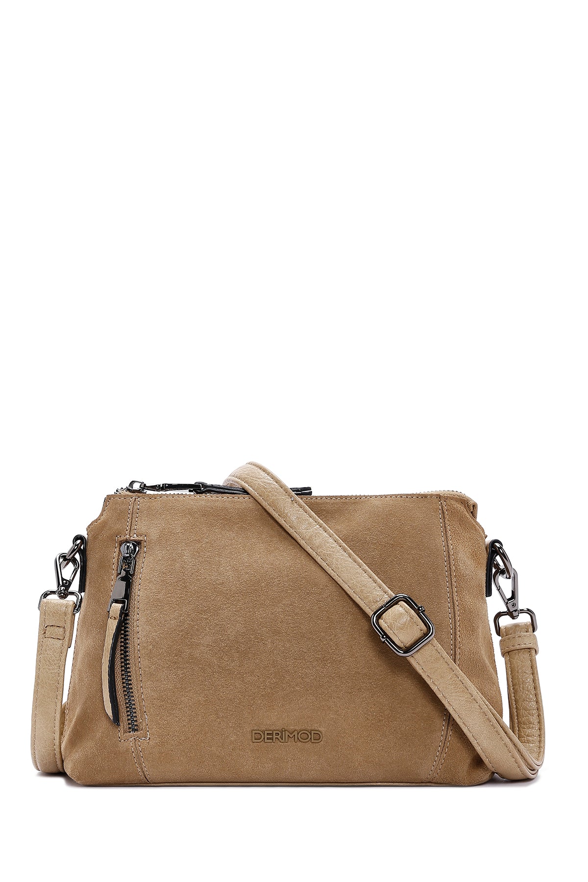 Kadın Açık Kahverengi Uzun Askılı Süet Çapraz Çanta 23WBD247810 | Derimod