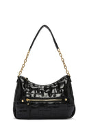 Kadın Siyah Uzun Askılı Rugan Çapraz Çanta | Derimod