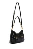 Kadın Siyah Uzun Askılı Rugan Çapraz Çanta | Derimod