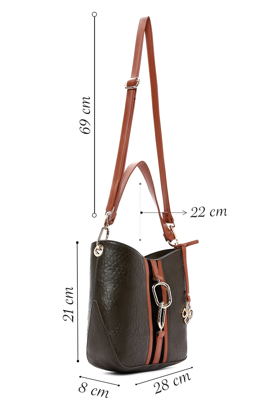 Women's Khaki Long Strap Shoulder Bag