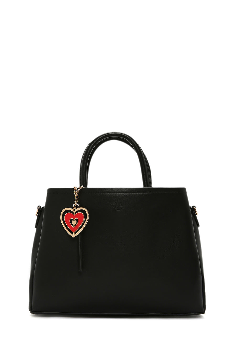 Women's Black Long Strap Crossbody Bag with Accessory Detail