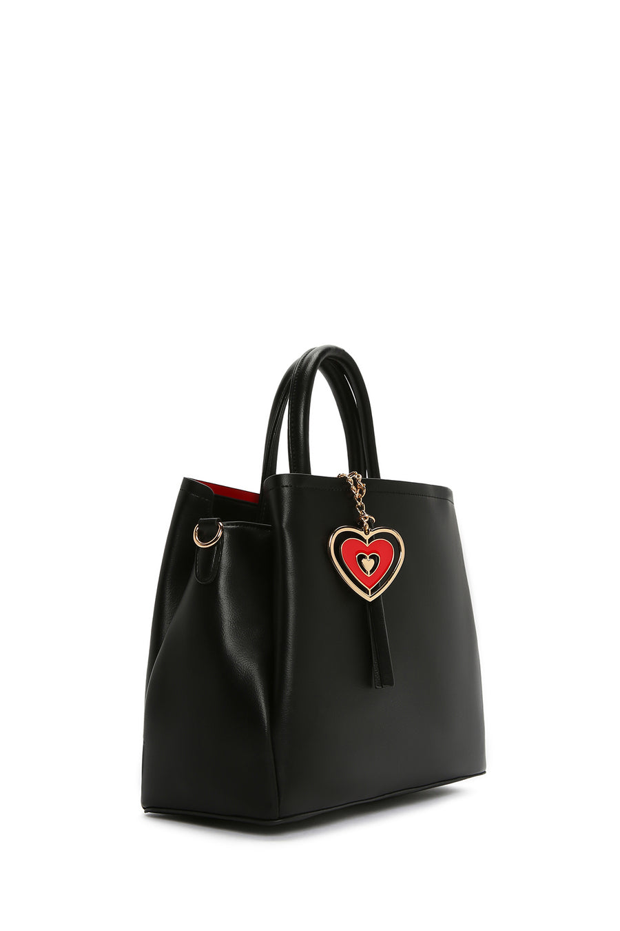 Women's Black Long Strap Crossbody Bag with Accessory Detail
