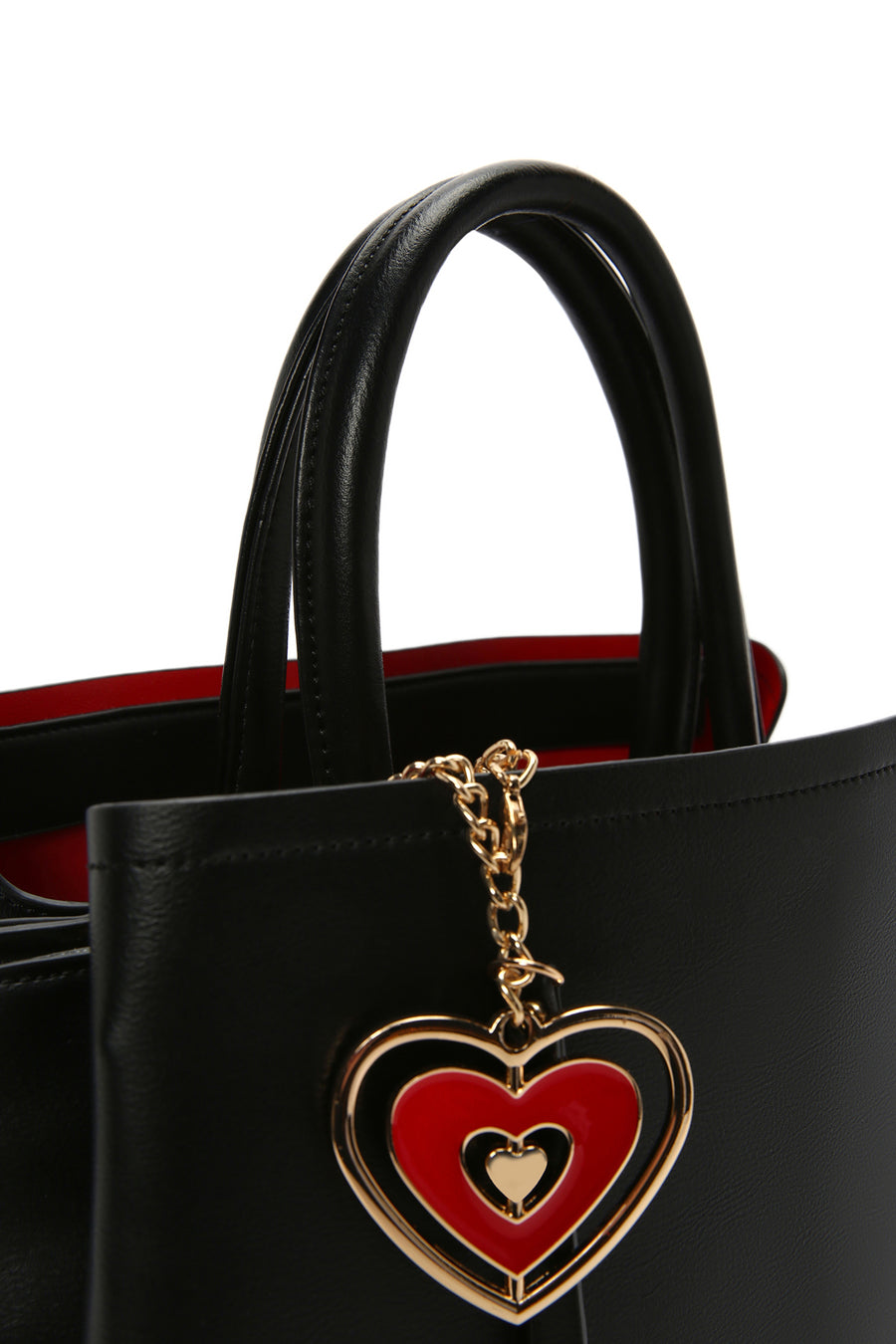 Women's Black Long Strap Crossbody Bag with Accessory Detail