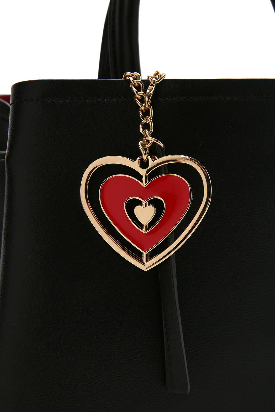 Women's Black Long Strap Crossbody Bag with Accessory Detail