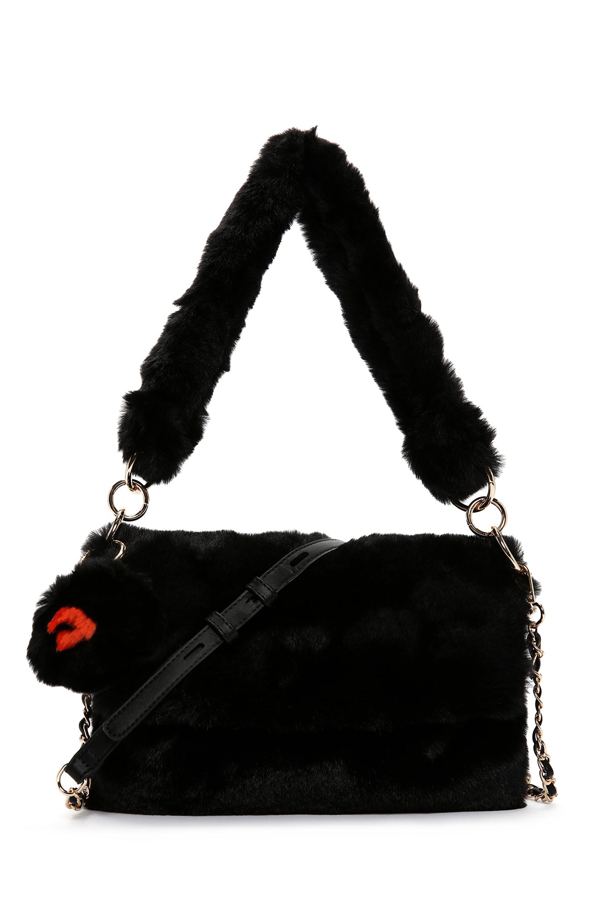 Kadın Siyah Uzun Askılı Peluş Omuz Çantası 23WBD2509PH | Derimod