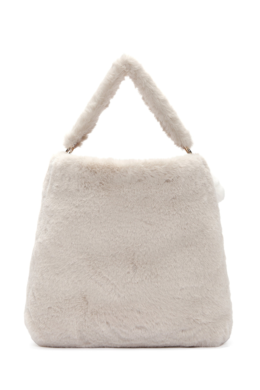 Women's Beige Long Strap Plush Shoulder Bag
