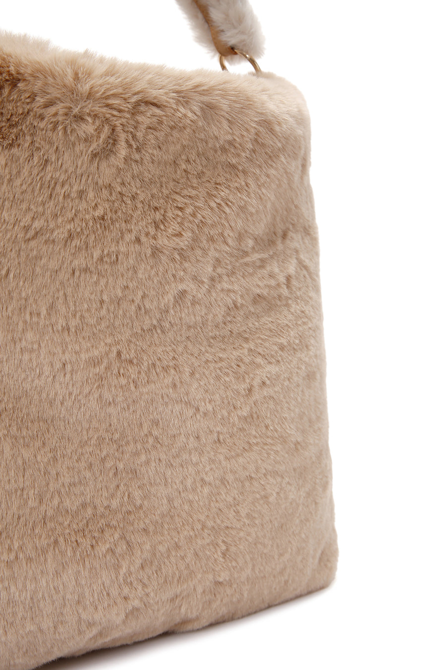 Women's Beige Long Strap Plush Shoulder Bag