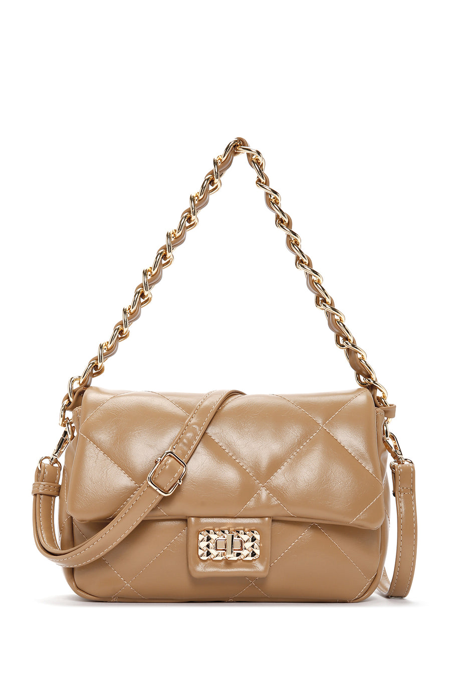 Women's Brown Long Strap Quilted Shoulder Bag 23WBD2532KP | Derimod