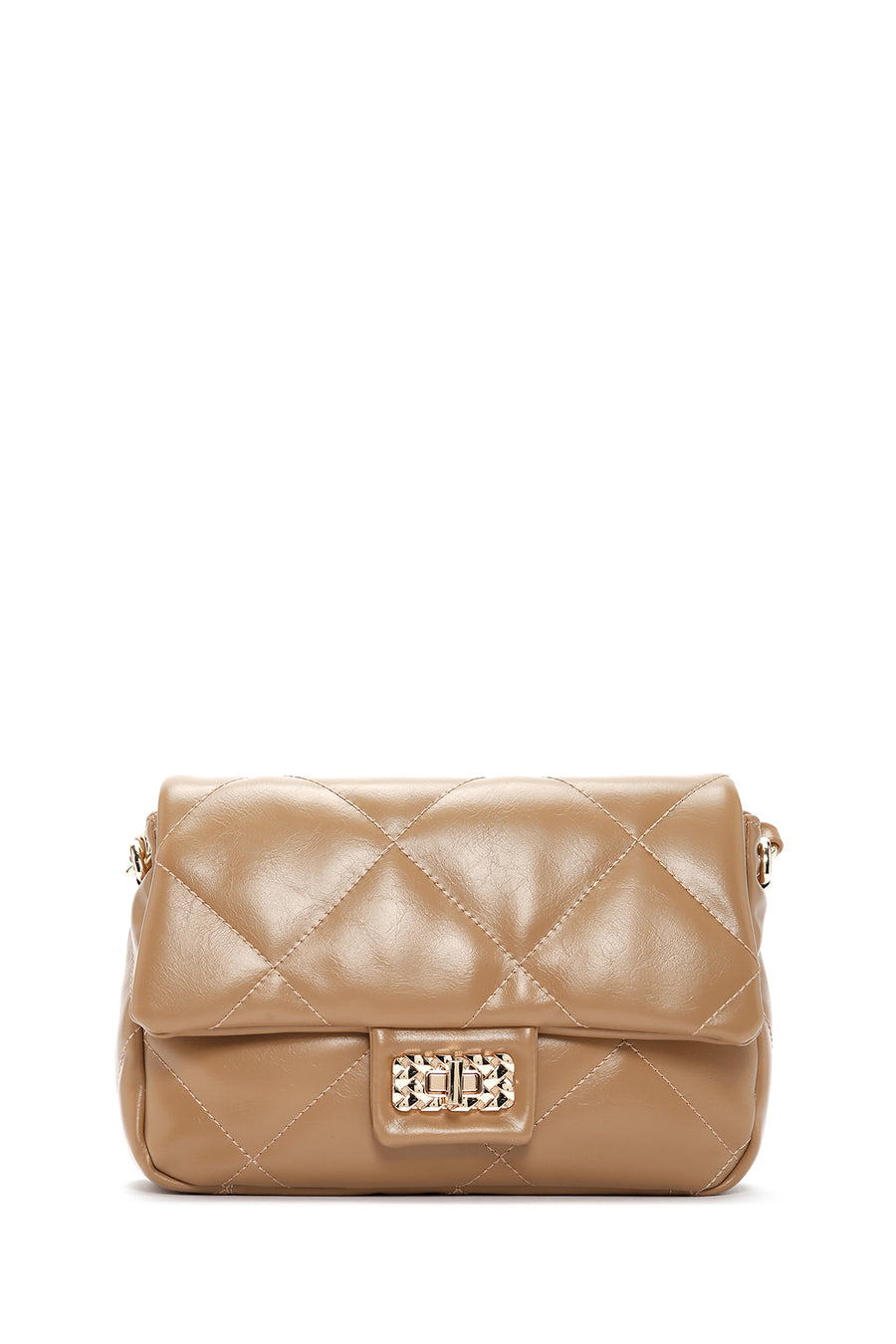 Women's Brown Long Strap Quilted Shoulder Bag