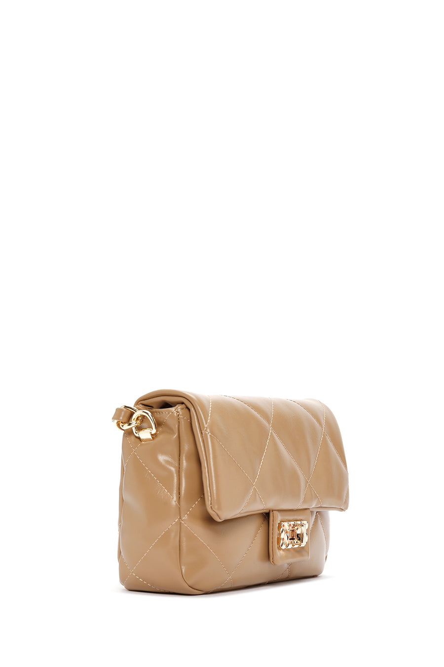 Women's Brown Long Strap Quilted Shoulder Bag