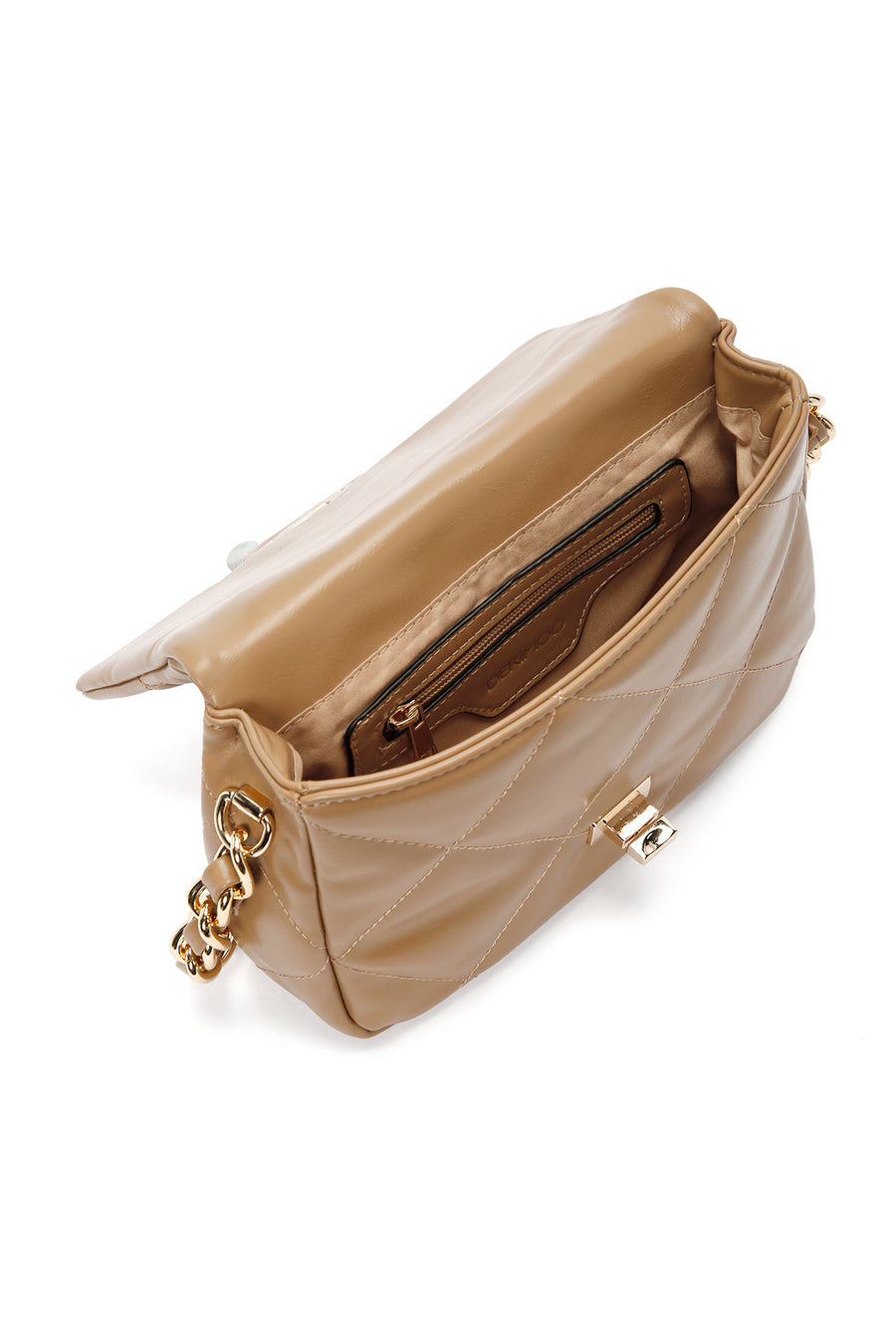Women's Brown Long Strap Quilted Shoulder Bag