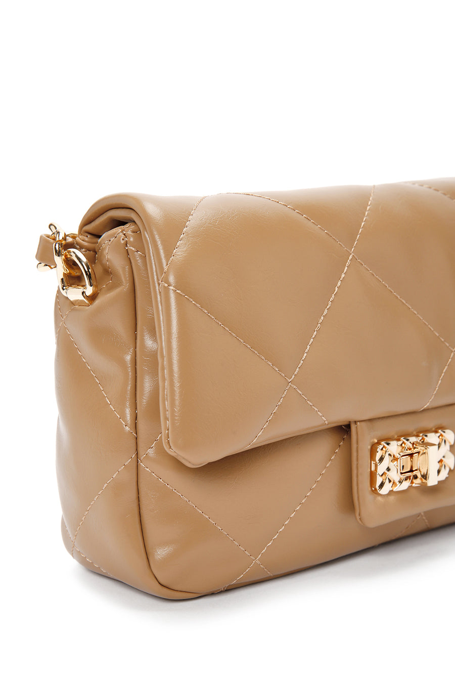 Women's Brown Long Strap Quilted Shoulder Bag