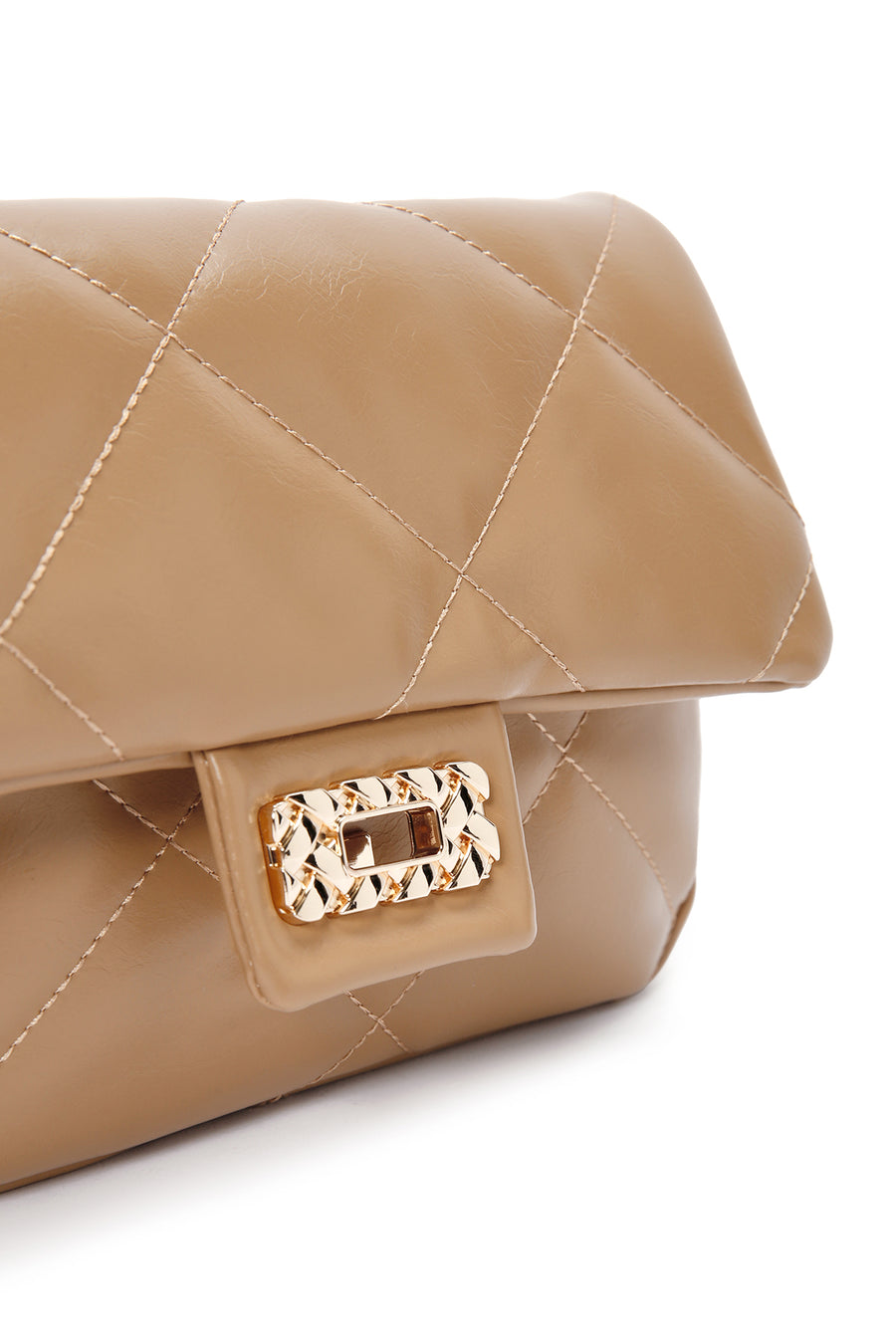 Women's Brown Long Strap Quilted Shoulder Bag