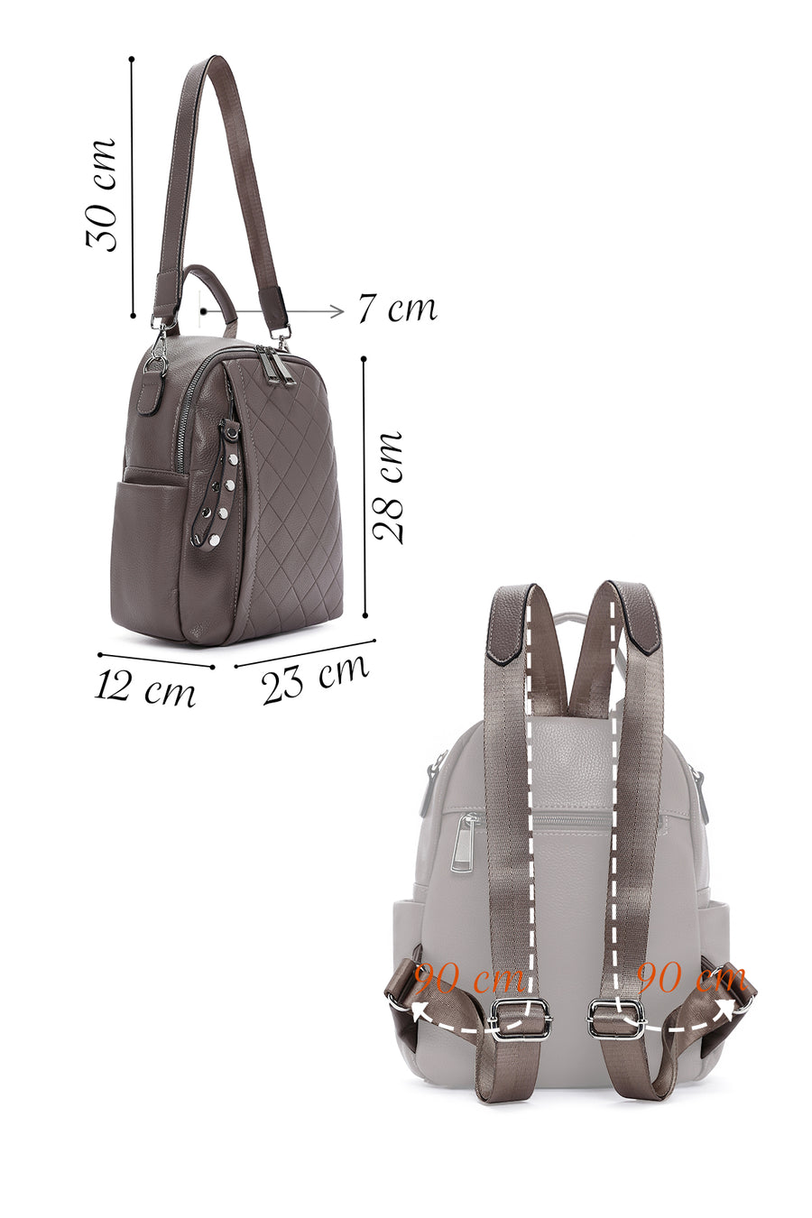 Women's Mink Strap Quilted Backpack