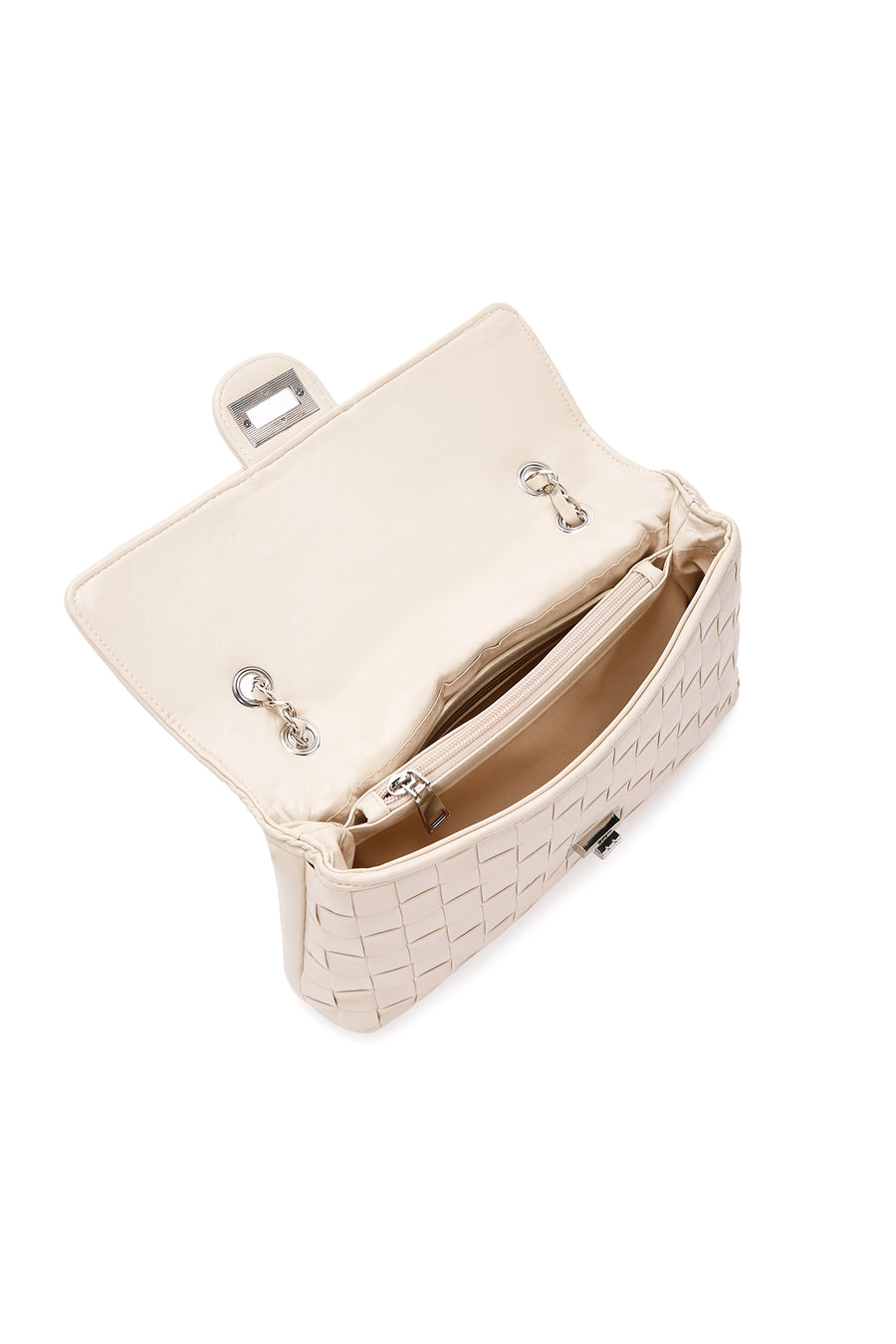 Women's Beige Knitted Patterned Long Strap Shoulder Bag