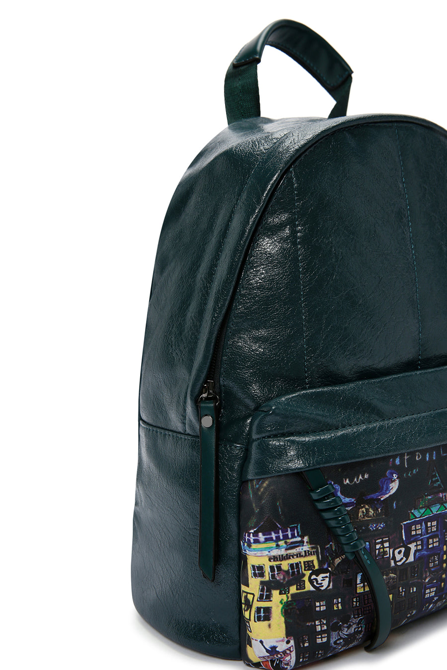 Women's Green Printed Backpack