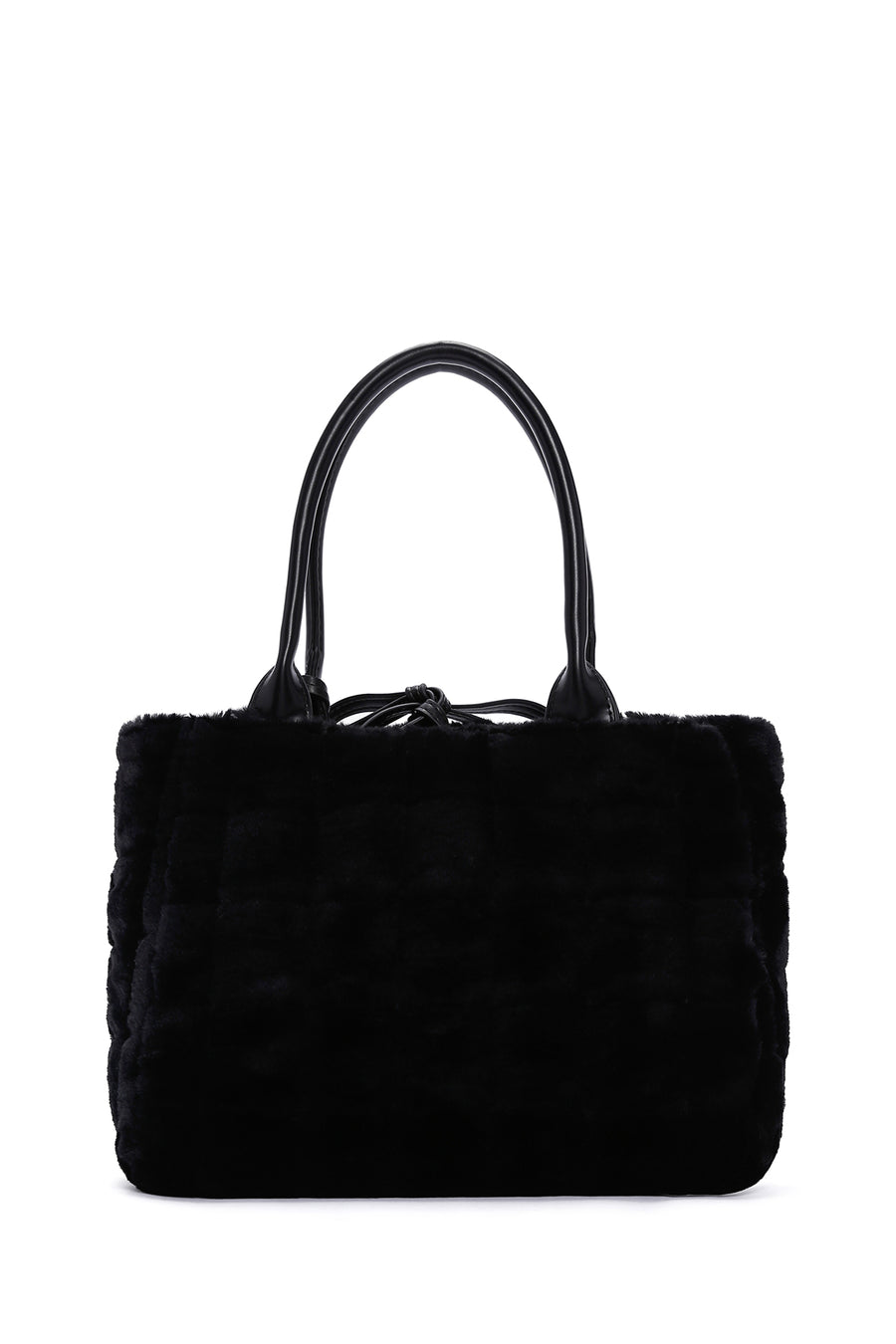 Women's Black Long Strap Plush Handbag