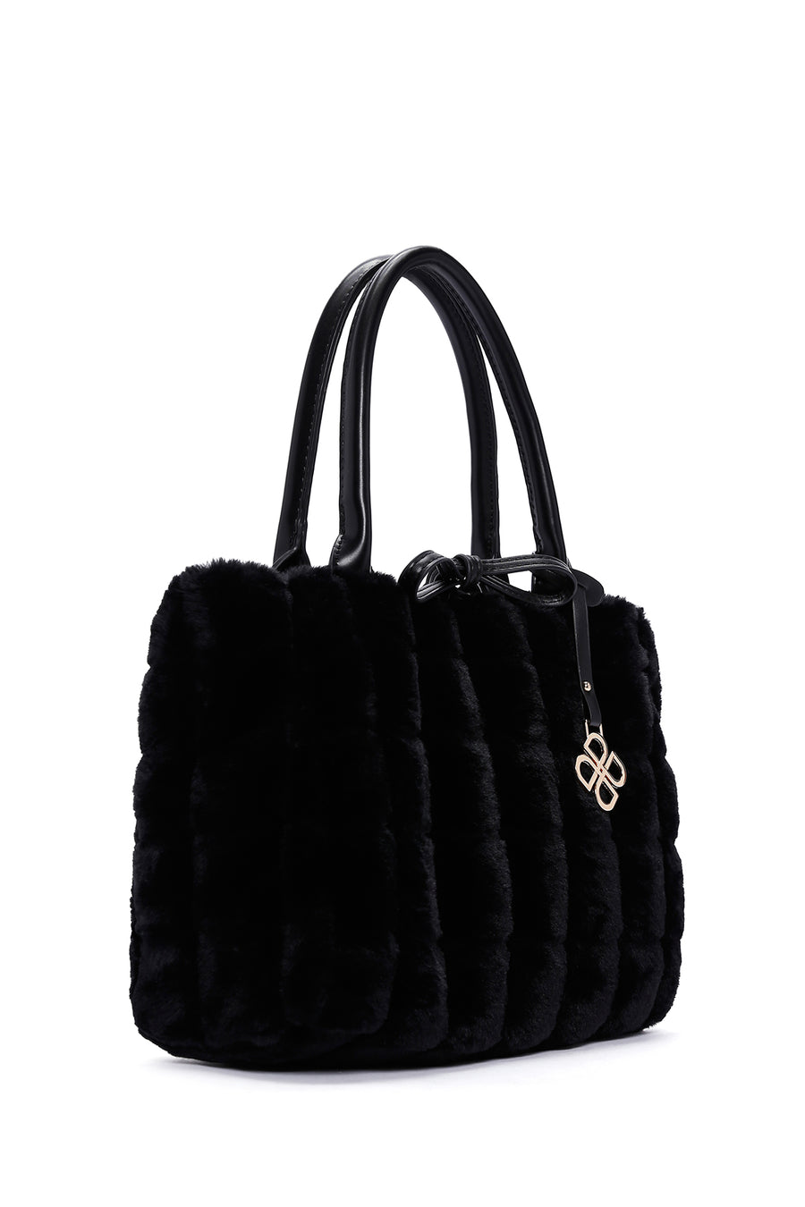 Women's Black Long Strap Plush Handbag