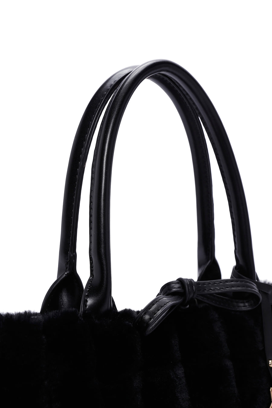 Women's Black Long Strap Plush Handbag