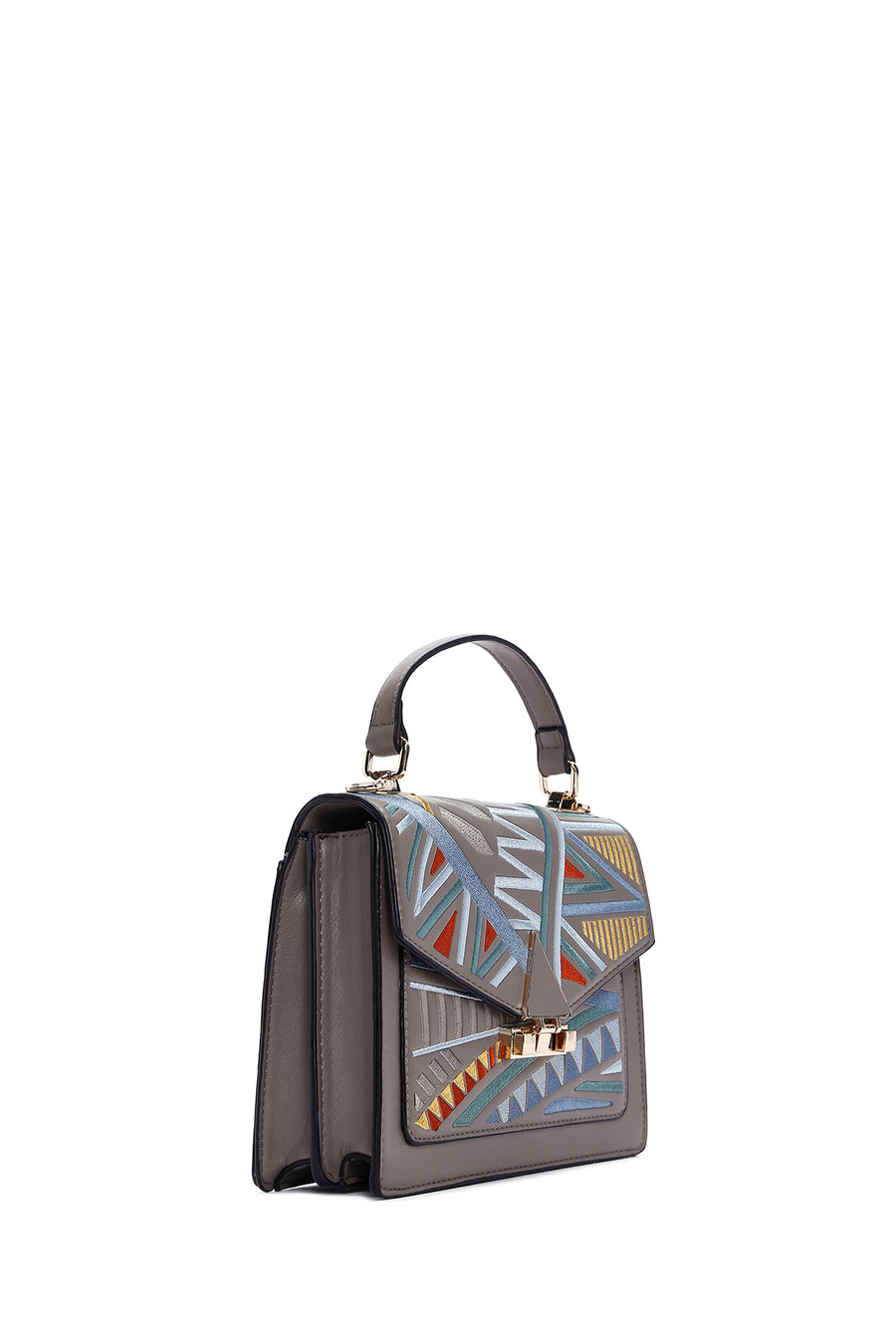 Women's Gray Long Strap Printed Handbag