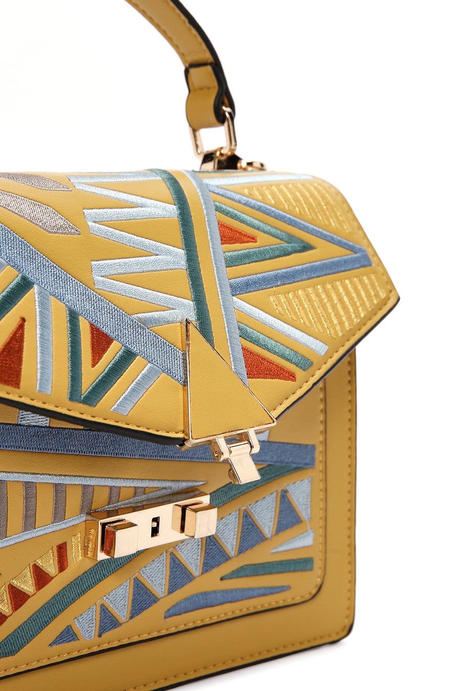 Kadın Sarı Uzun askılı Baskılı El Çantası