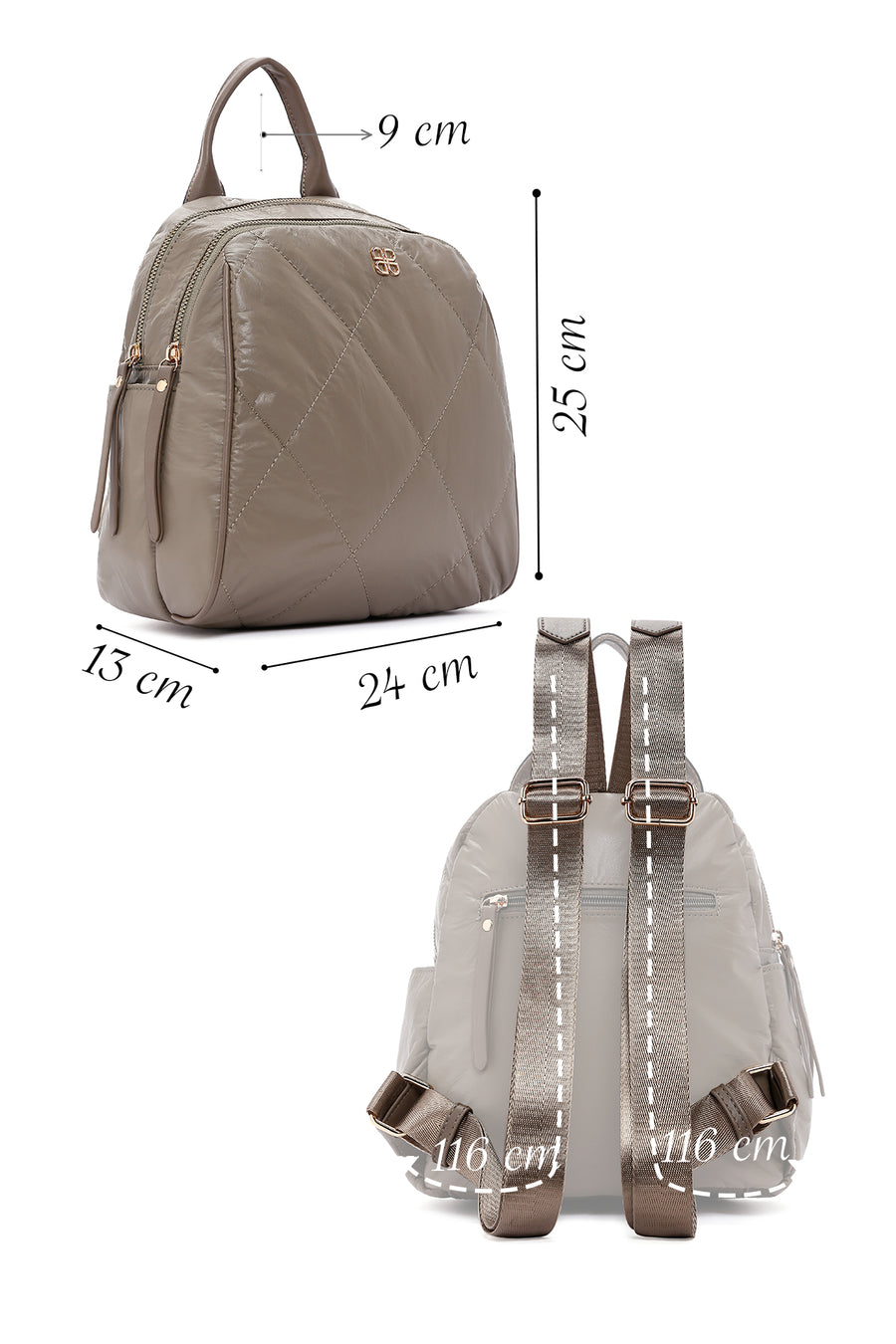 Women's Light Khaki Quilted Backpack