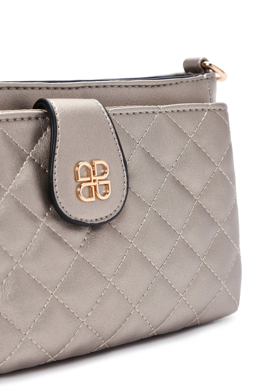 Women's Silver Long Strap Quilted Handbag