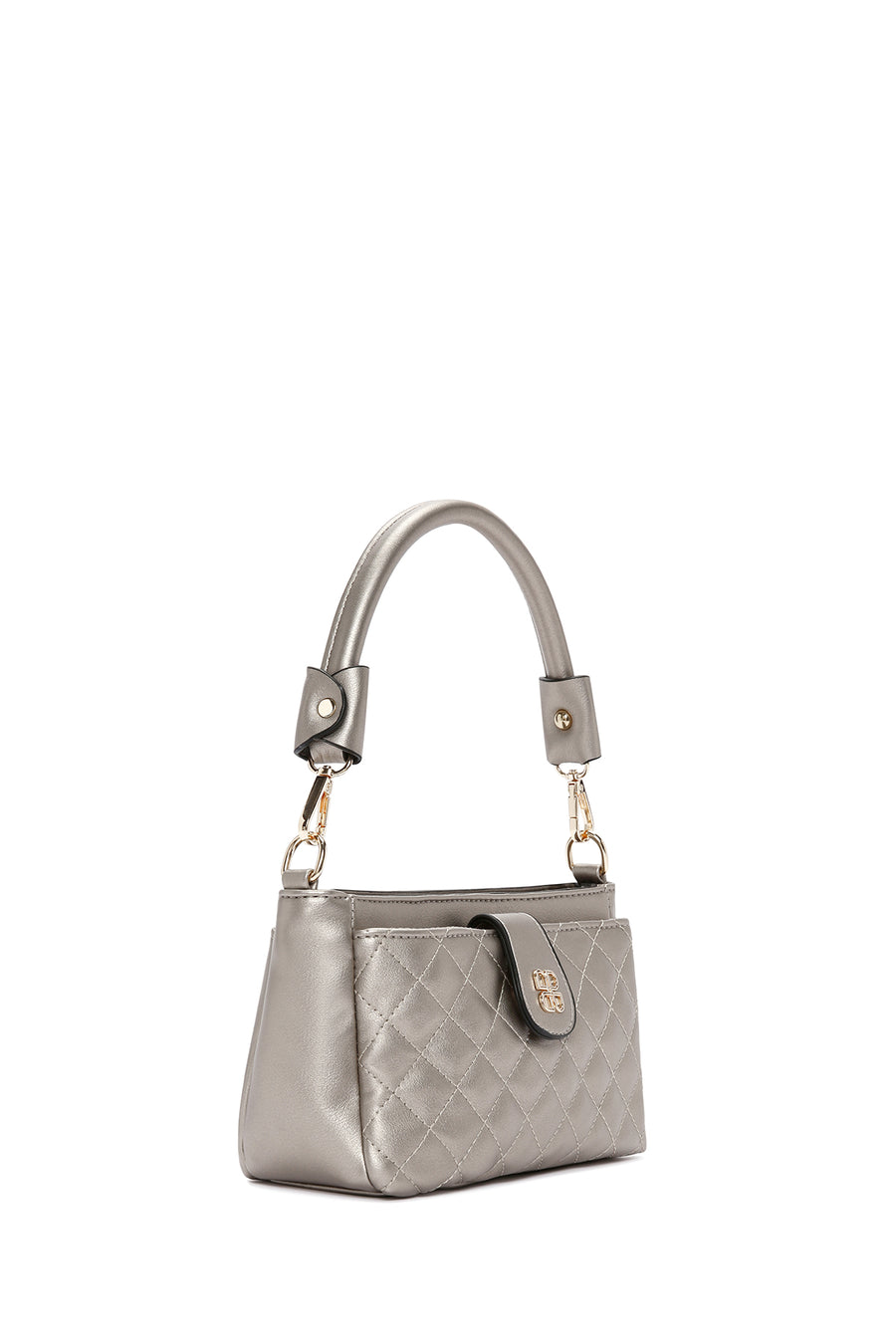 Women's Silver Long Strap Quilted Handbag