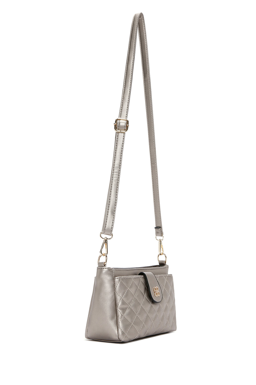 Women's Silver Long Strap Quilted Handbag