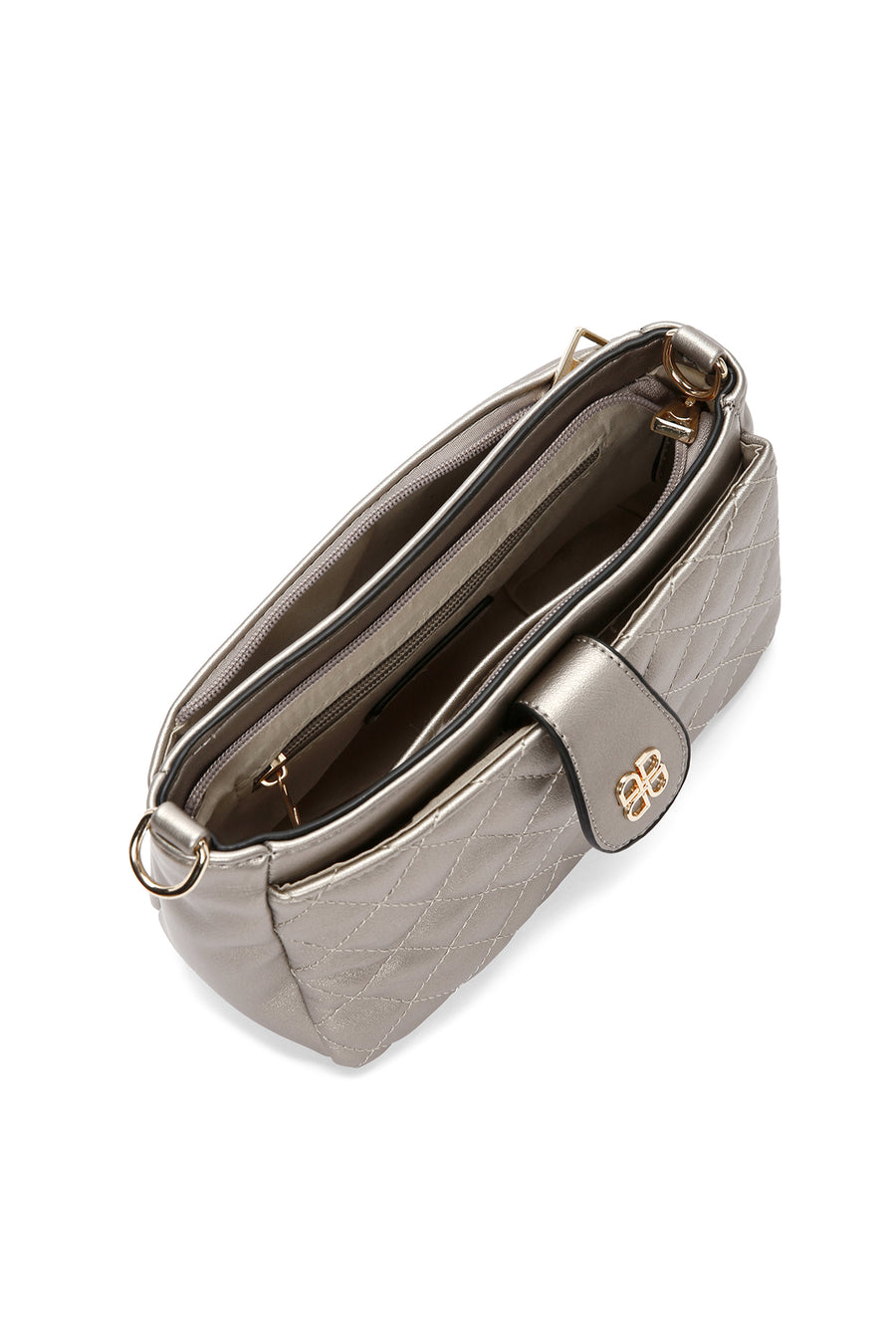 Women's Silver Long Strap Quilted Handbag