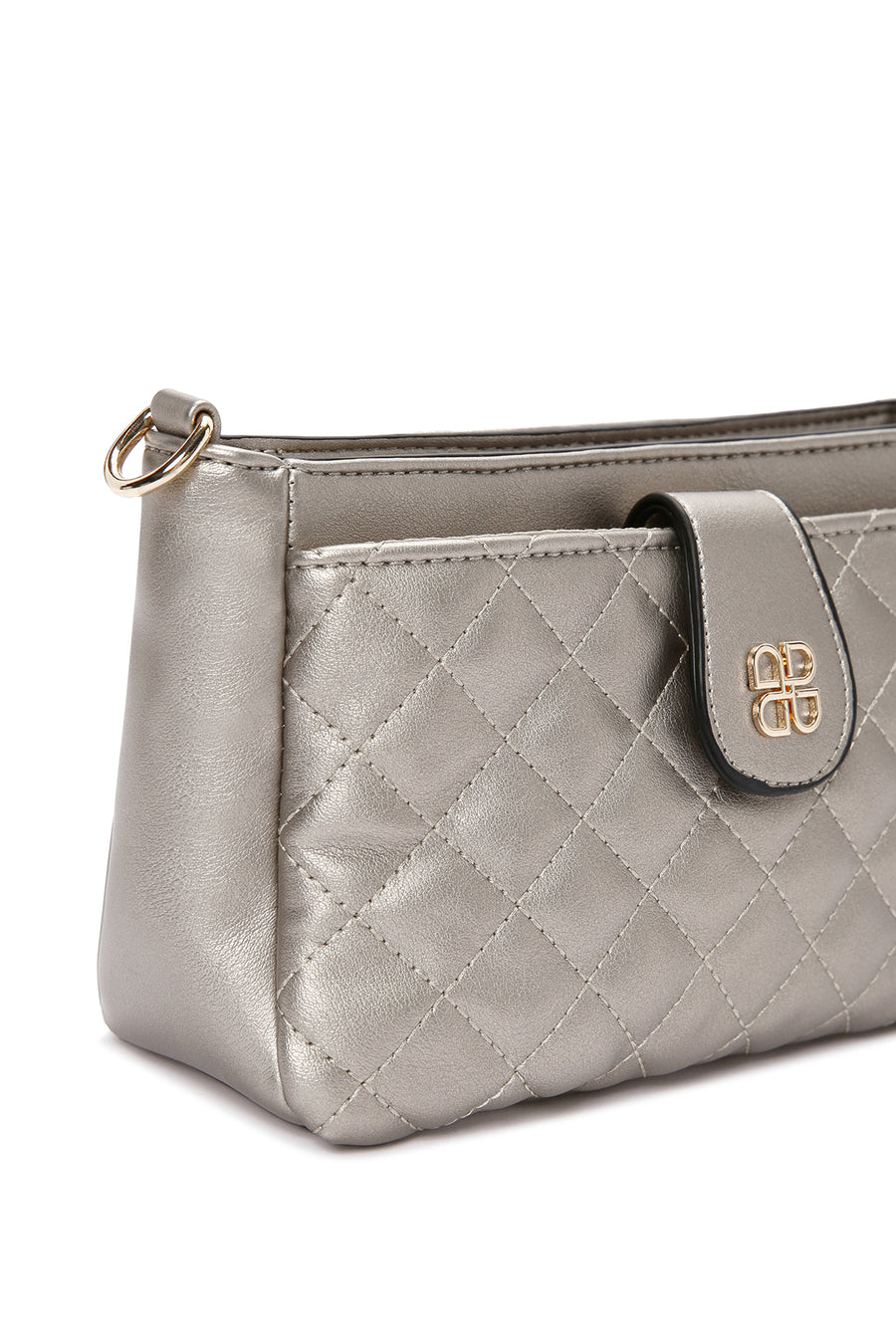 Women's Silver Long Strap Quilted Handbag