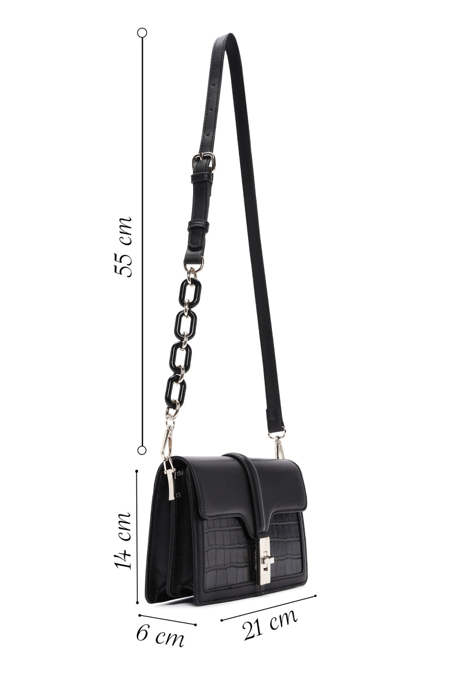 Women's Black Long Strap Shoulder Bag