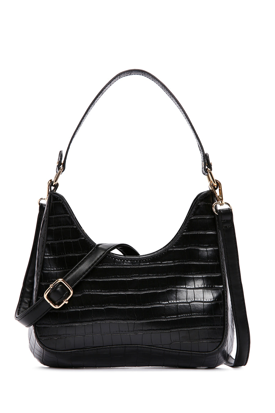 Women's Black Long Strap Crocodile Patterned Shoulder Bag 23WBD2644E3 | Derimod