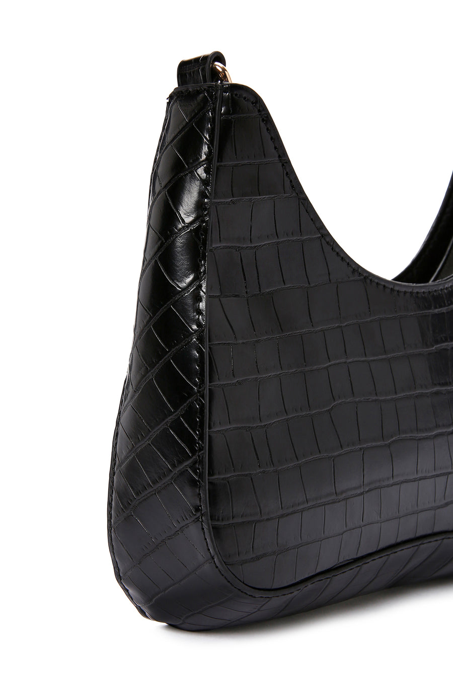 Women's Black Long Strap Crocodile Patterned Shoulder Bag
