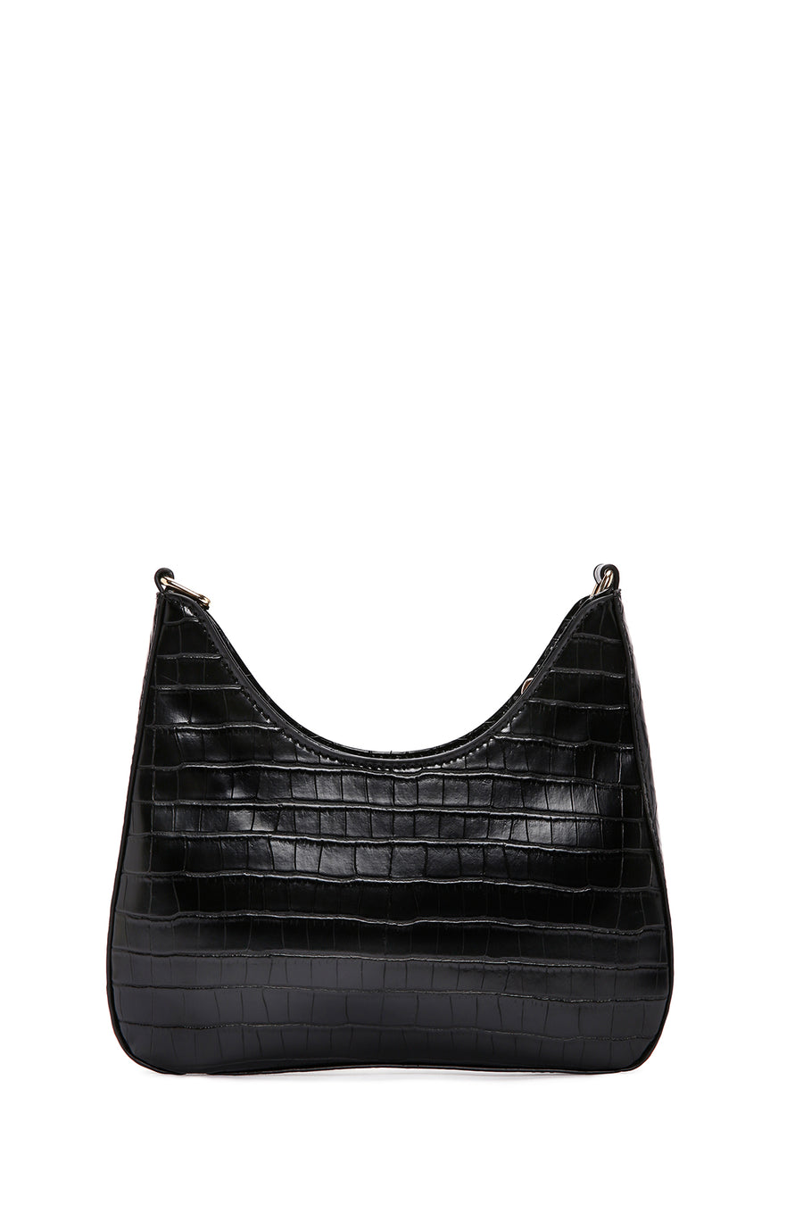 Women's Black Long Strap Crocodile Patterned Shoulder Bag