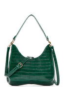 Kadın Yeşil Uzun Askılı Kroko Desenli Kol Çantası | Derimod