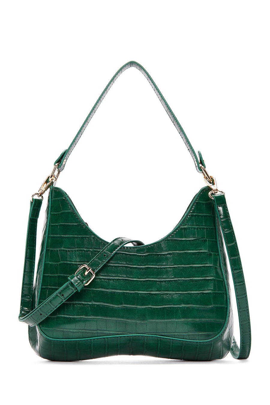 Women's Green Long Strap Crocodile Patterned Shoulder Bag 23WBD2644E3 | Derimod