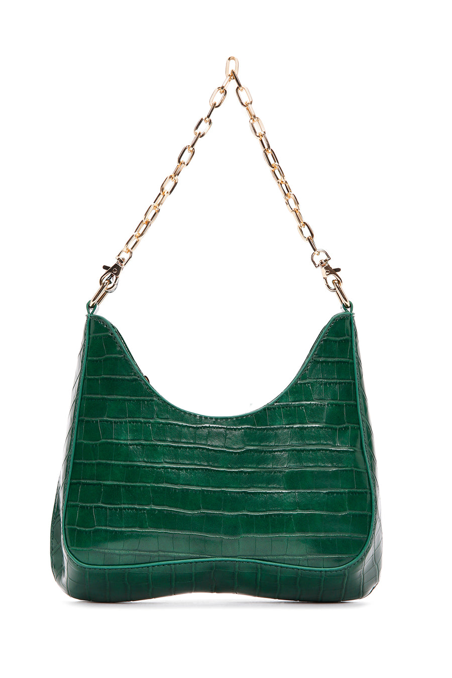 Women's Green Long Strap Crocodile Patterned Shoulder Bag