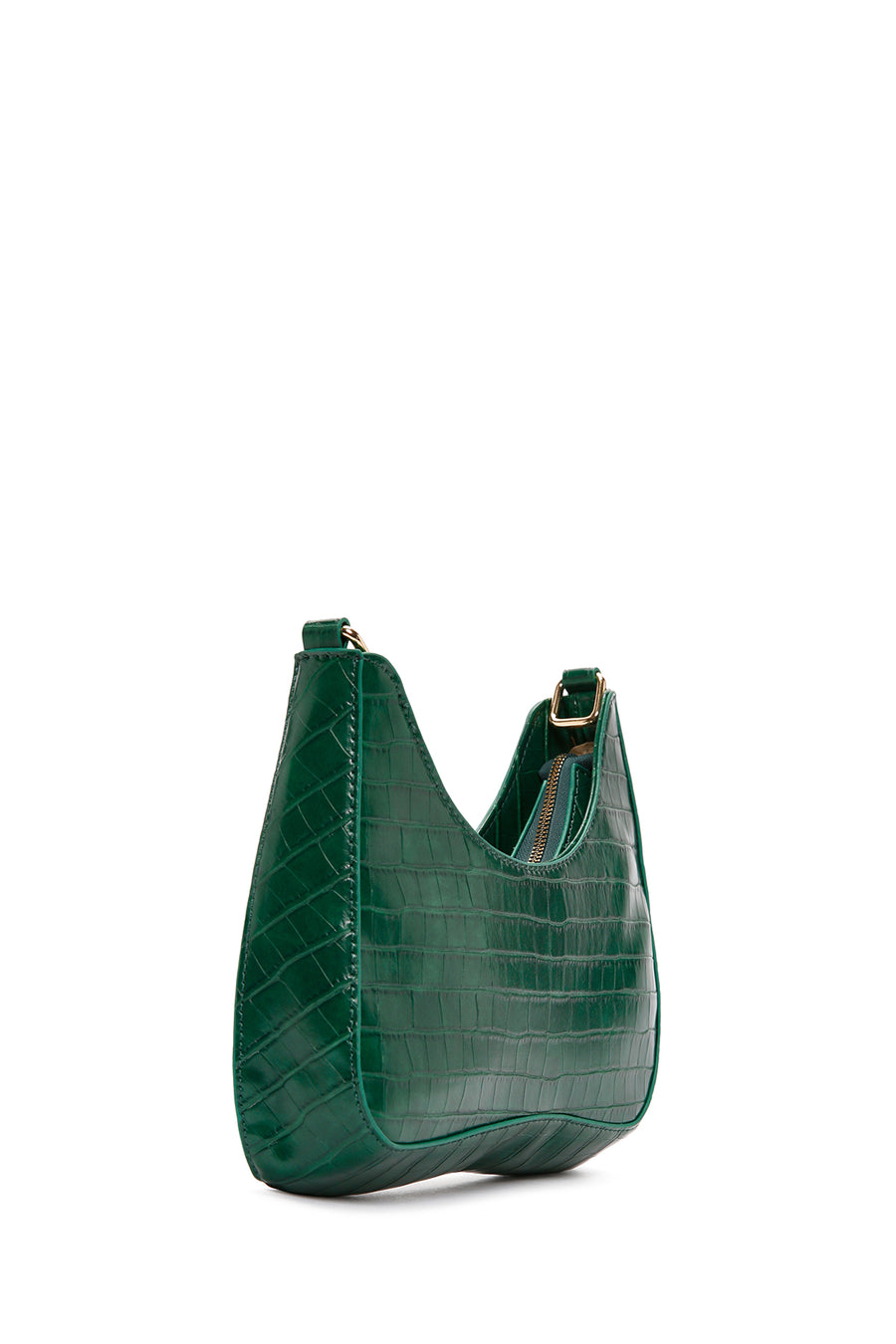 Women's Green Long Strap Crocodile Patterned Shoulder Bag