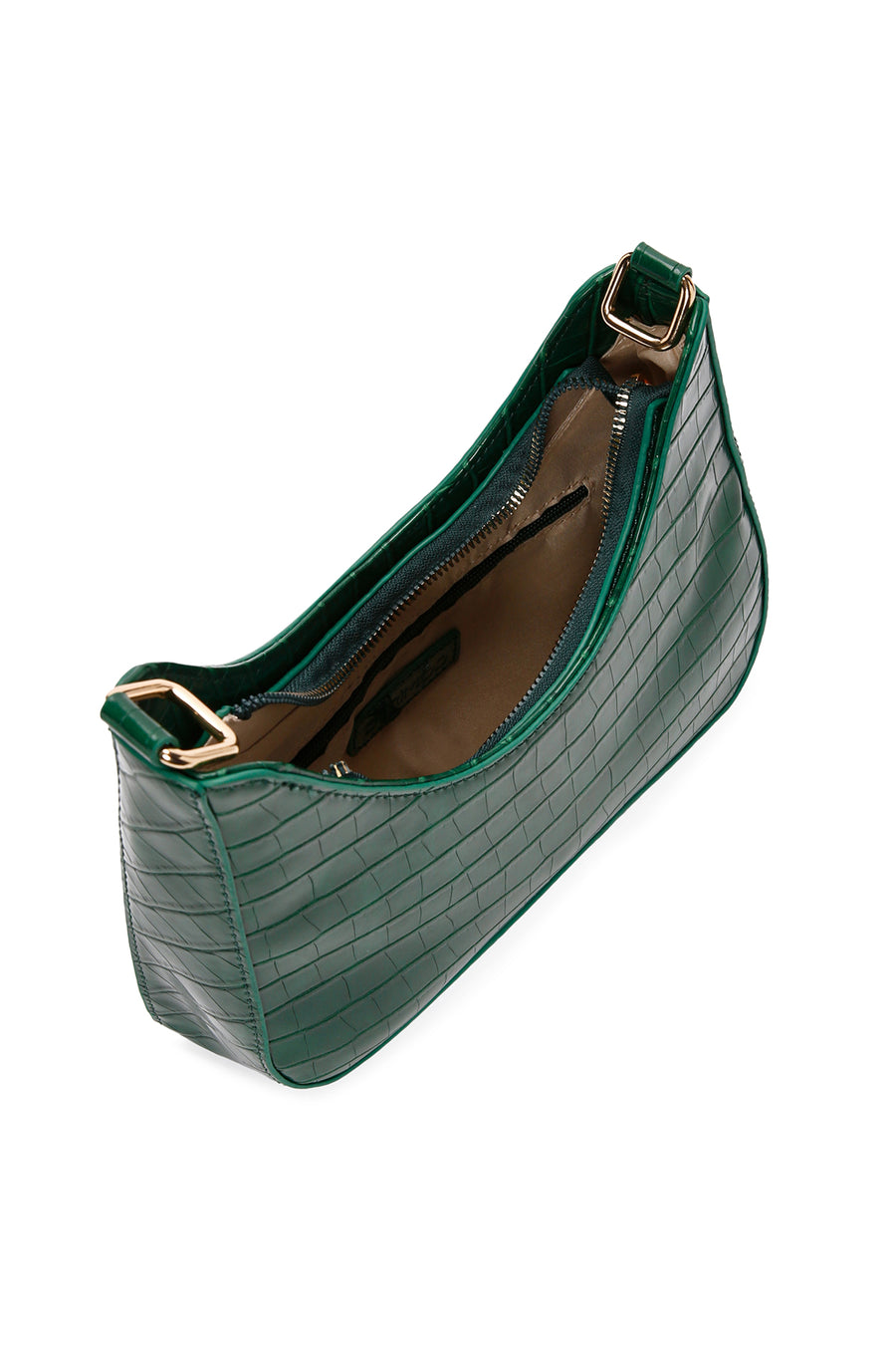 Women's Green Long Strap Crocodile Patterned Shoulder Bag