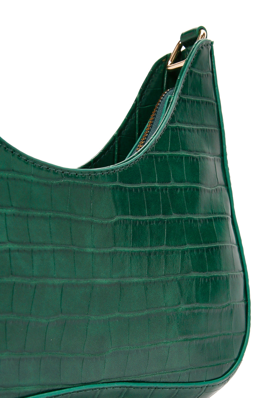 Women's Green Long Strap Crocodile Patterned Shoulder Bag