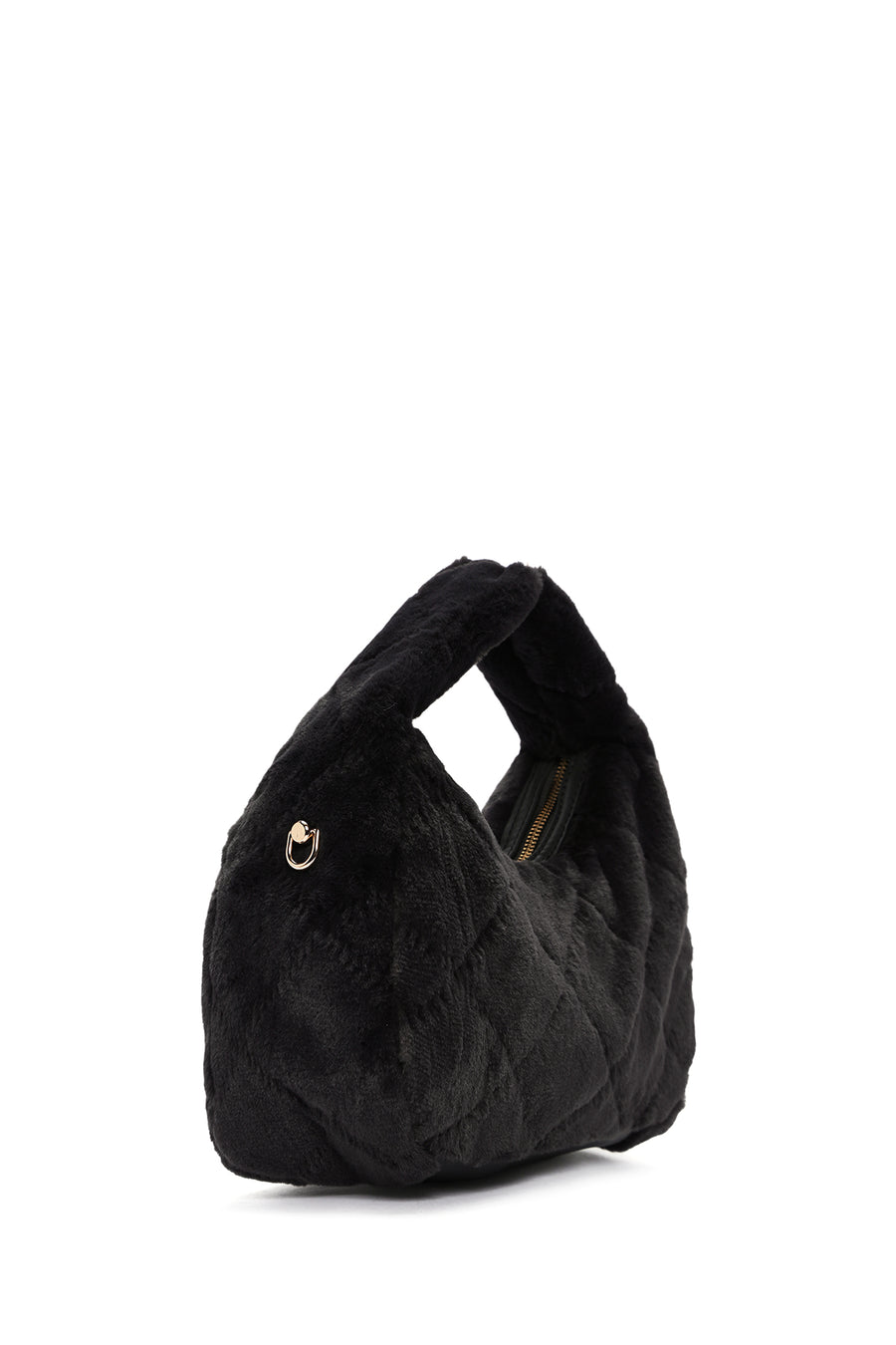 Women's Gray Long Strap Plush Handbag