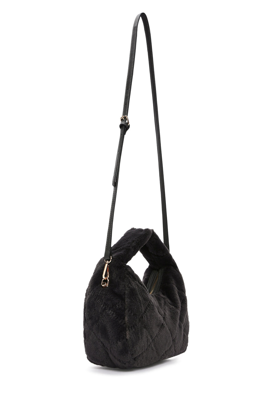 Women's Gray Long Strap Plush Handbag
