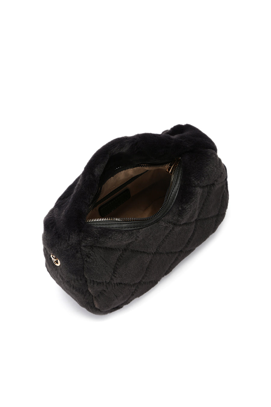 Women's Gray Long Strap Plush Handbag