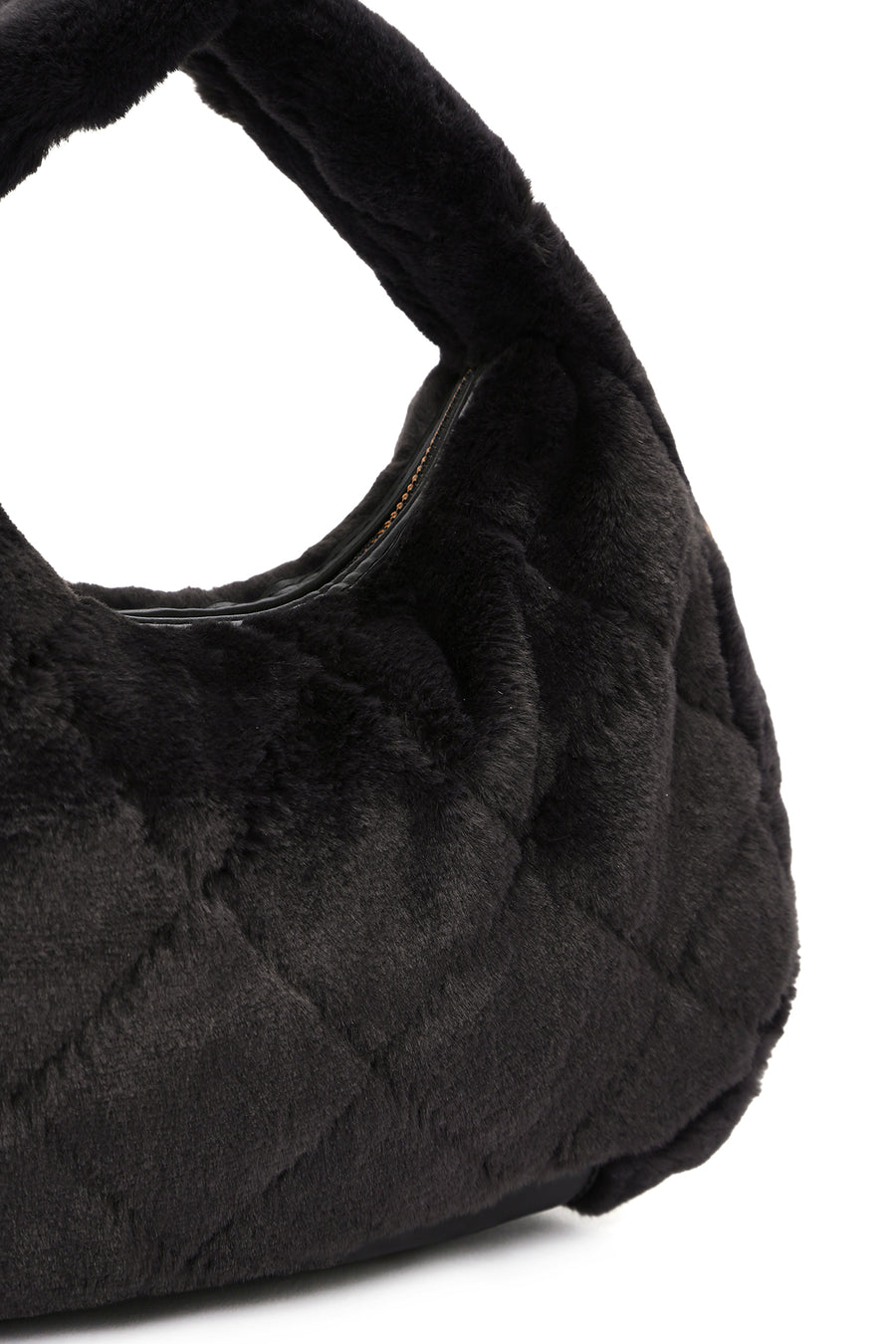 Women's Gray Long Strap Plush Handbag